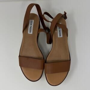 Steve Madden Leather Platform Sandals – Cognac Brown (Women’s 7)